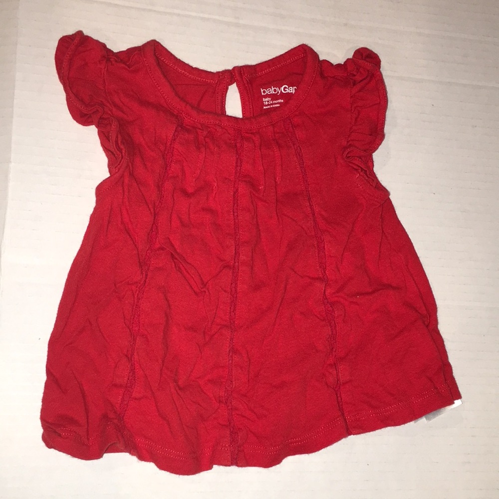 Baby Gap Red Flutter Sleeve Summer Top For Toddler Girl | Size 18-24M
